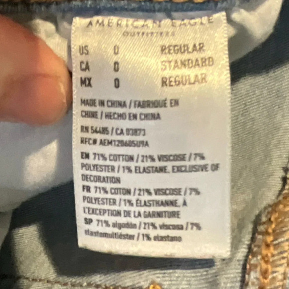 American Eagle Next Level Stretch, High Rise Jeggings. Sz 0. Light wash. - Picture 6 of 6